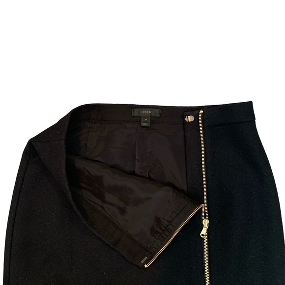 J. Crew Black Wool Pencil Skirt with Asymmetrical Zipper Size 4 - Picture 4 of 4